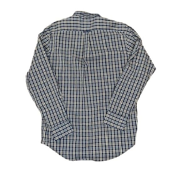 IZOD Men's Non-Iron Stretch Button Down Shirt Navy Blue Checkered Size Small - Picture 5 of 9